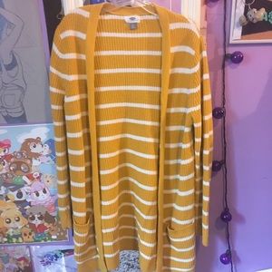 Old navy yellow striped knit cardigan